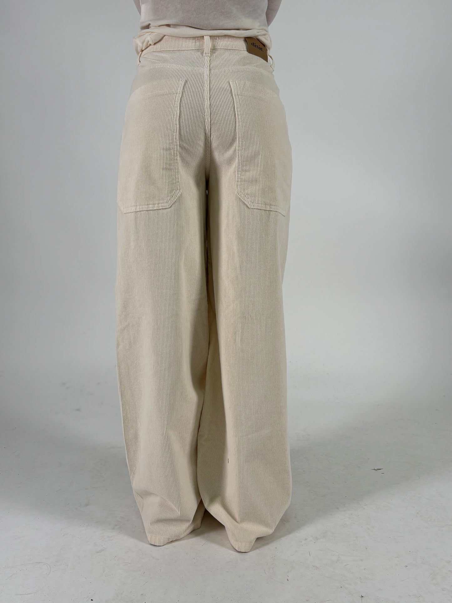 DIXIE pantalone largo tasca bassa velluto PANNA