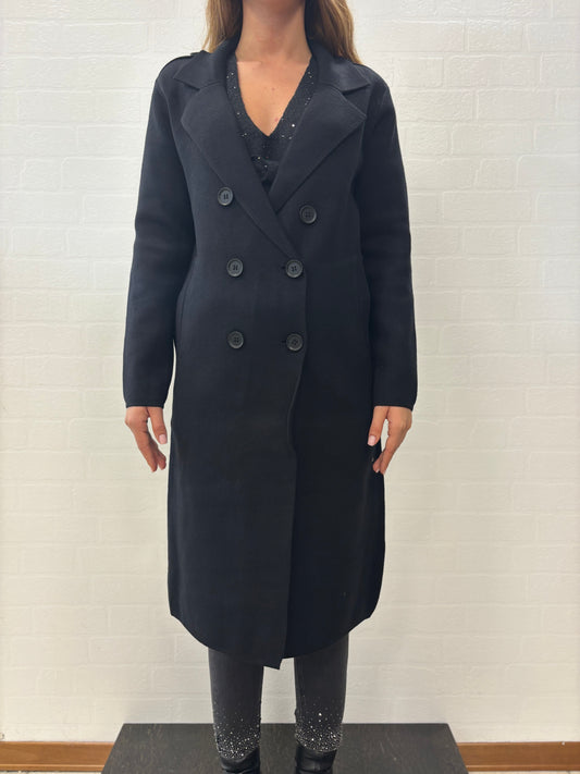 Molly Bracken Cappotto lungo doppiopetto Viscosa NERO