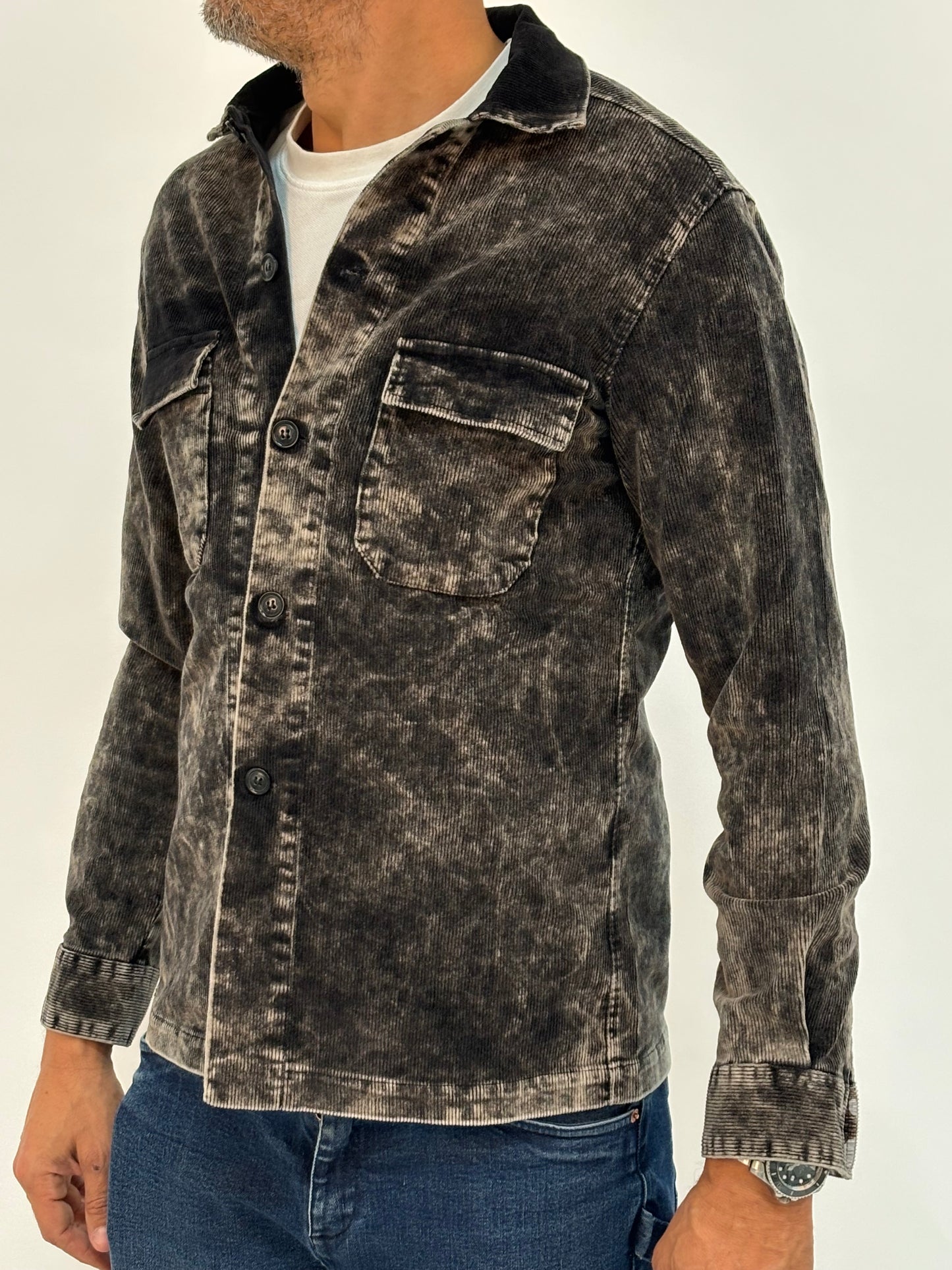 A.Lamura field jacket velluto stone NERO