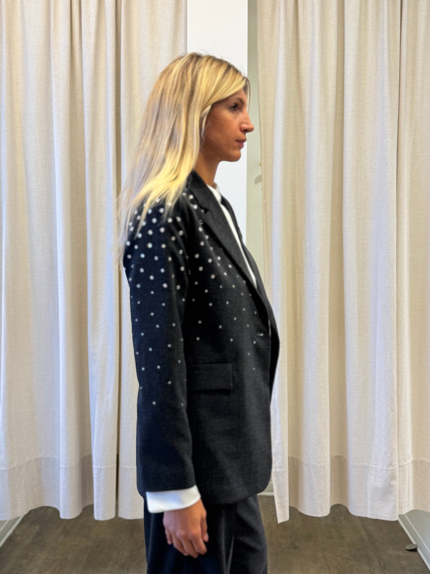 Haveone Giacca con strass melange GRIGIO