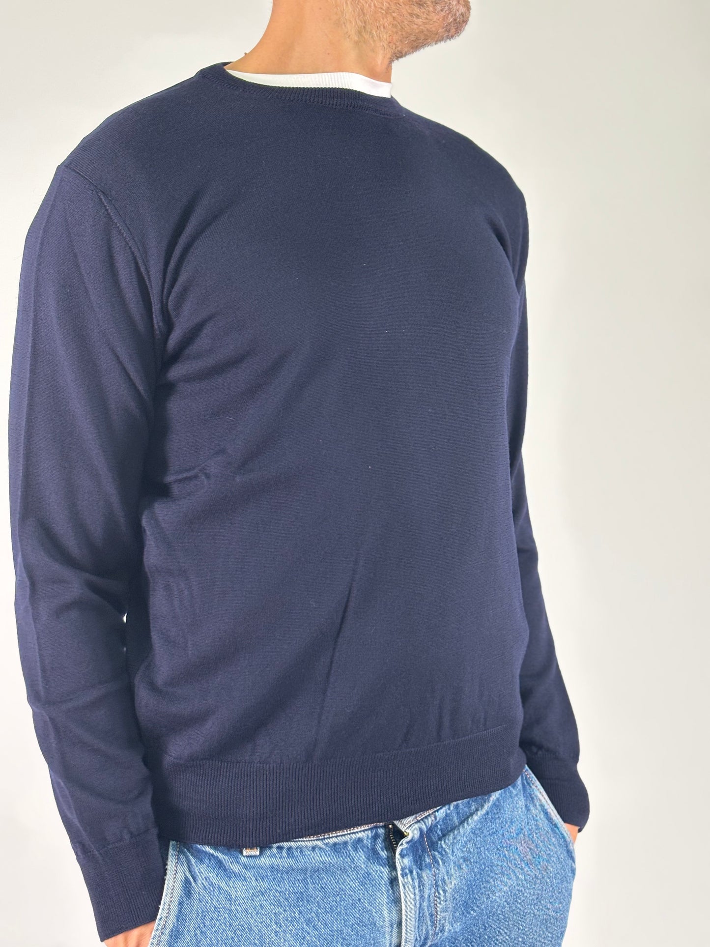 Sporting Mare Maglia ml girocollo in lana BLU