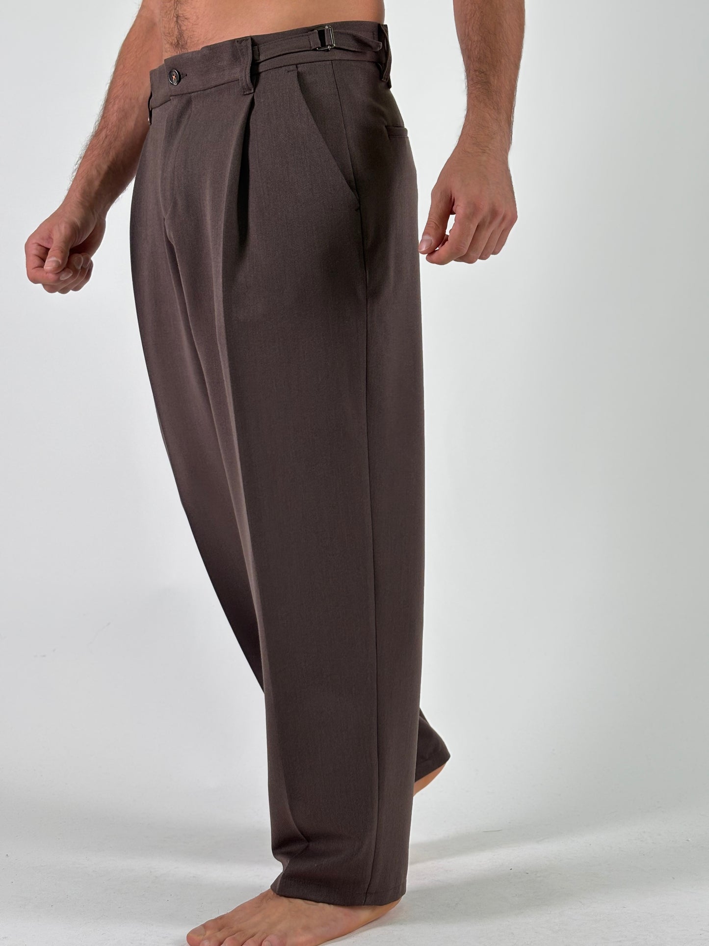 Berna Pantalone japan con cinturini regolabili MARRONE