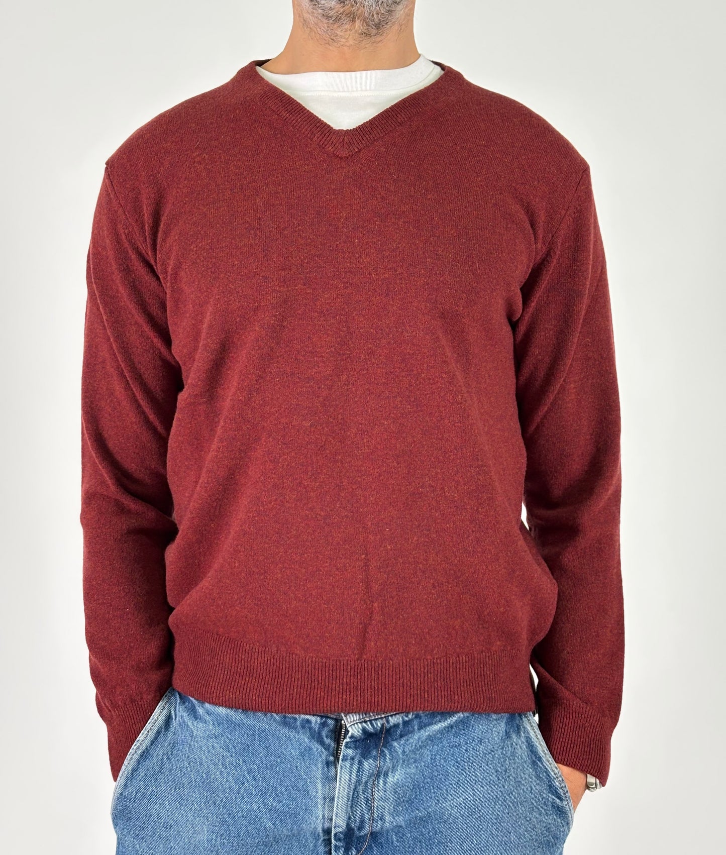 Retois Maglia ml V 100% lana RUGGINE