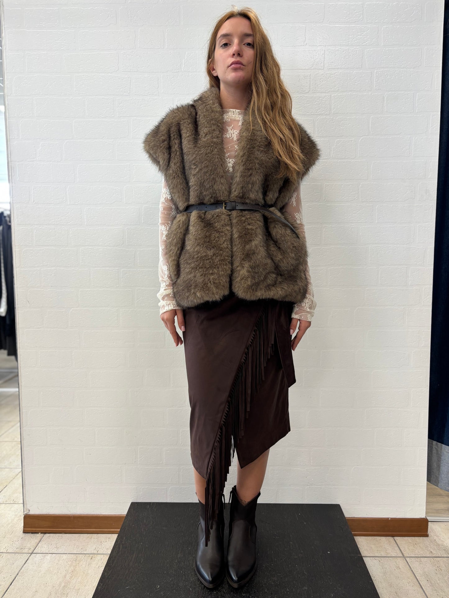 Susy Mix Gilet in pelliccia sintetica FANGO