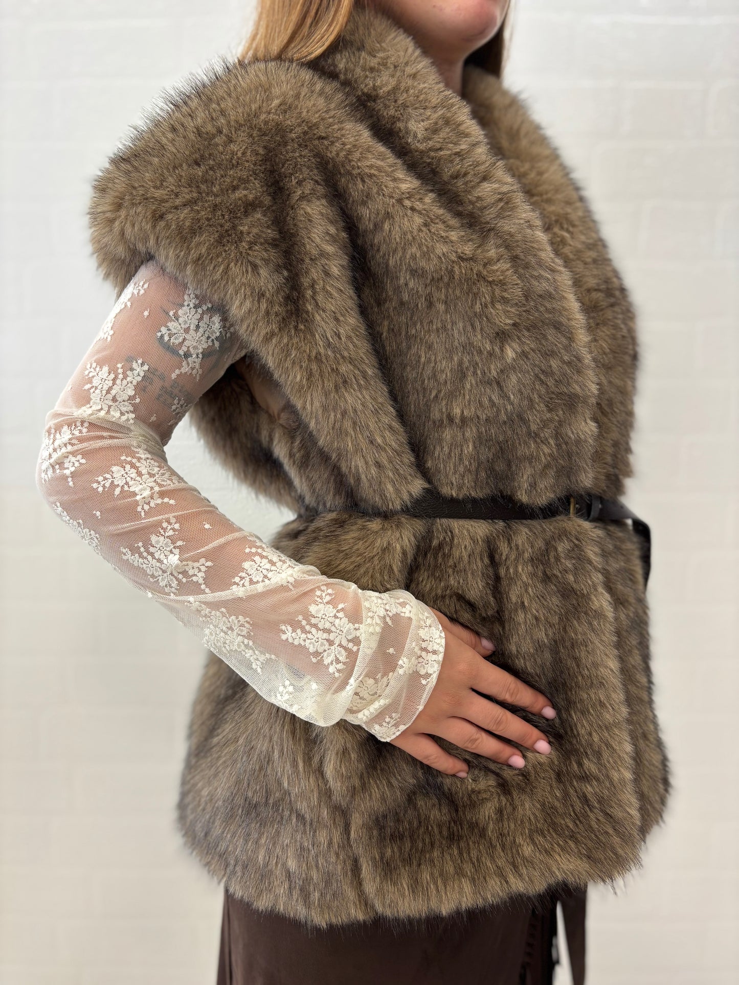 Susy Mix Gilet in pelliccia sintetica FANGO
