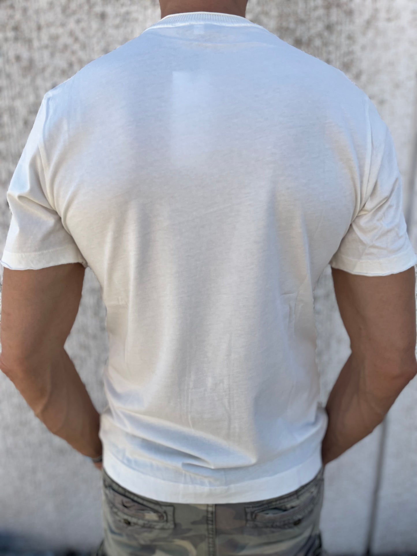 loft88 maglia manica corta in filo di cotone schiena liscia BIANCO