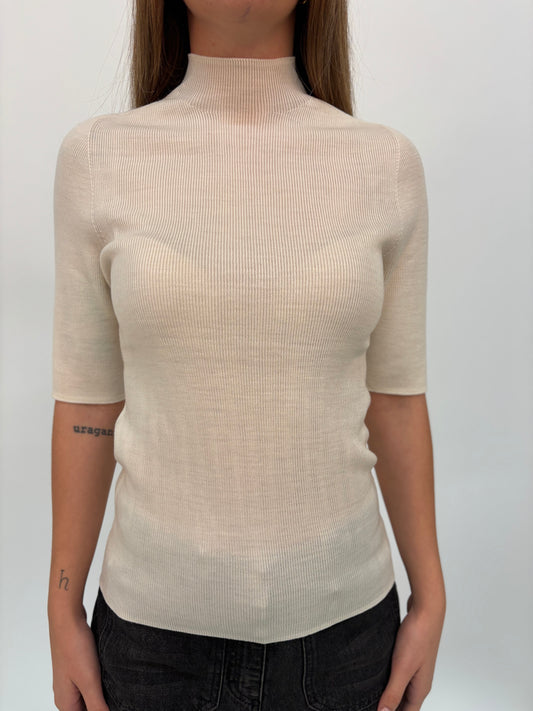 Haveone Maglia mm a costine in lana PANNA