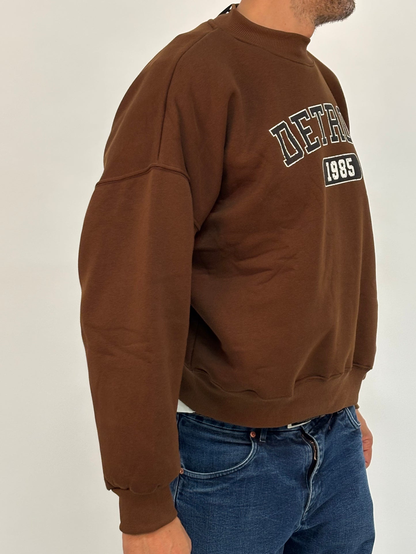 Berna Felpa stampa Detroit 1985 MARRONE