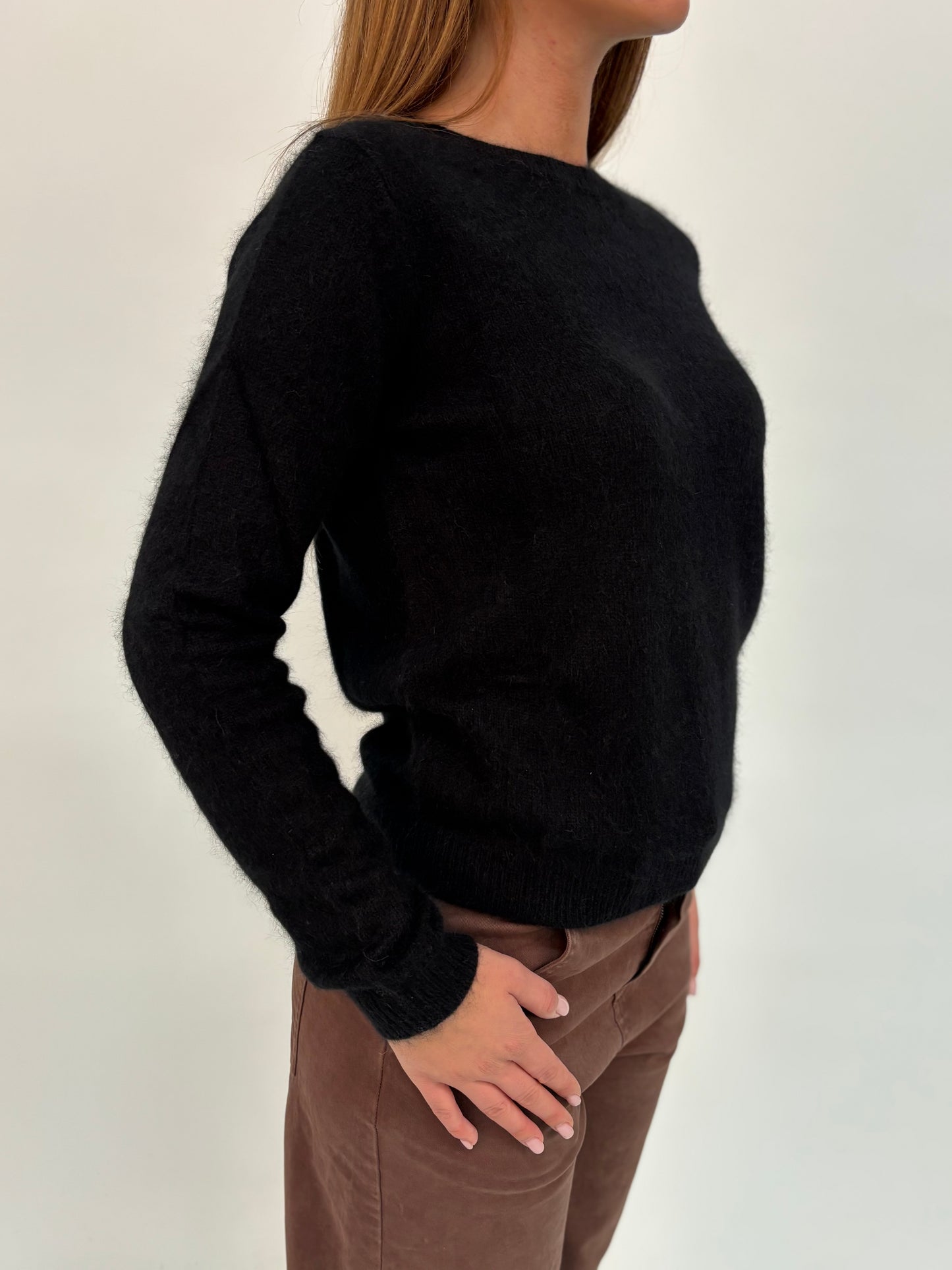 Kocca Maglia girocollo in angora NERO