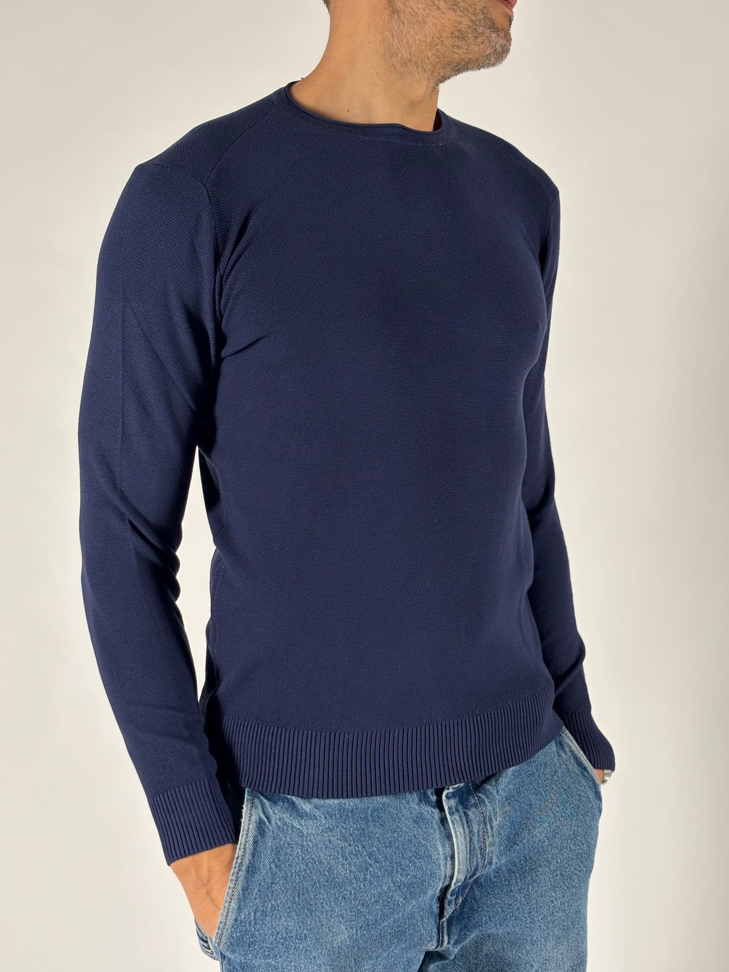 Loft88 Maglia girocollo ml operata in viscosa BLU