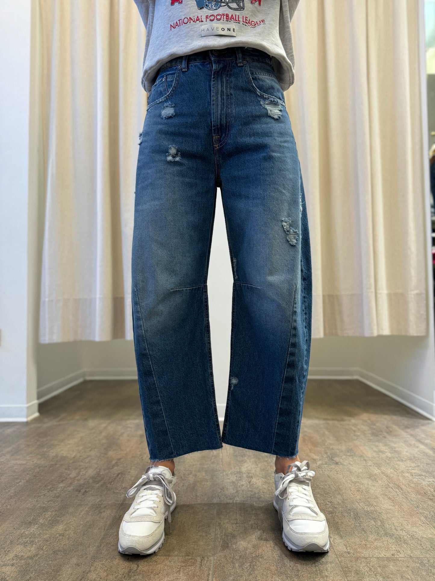 Haveone Jeans Barbara lav.chiaro con strappetti, ballon DENIM