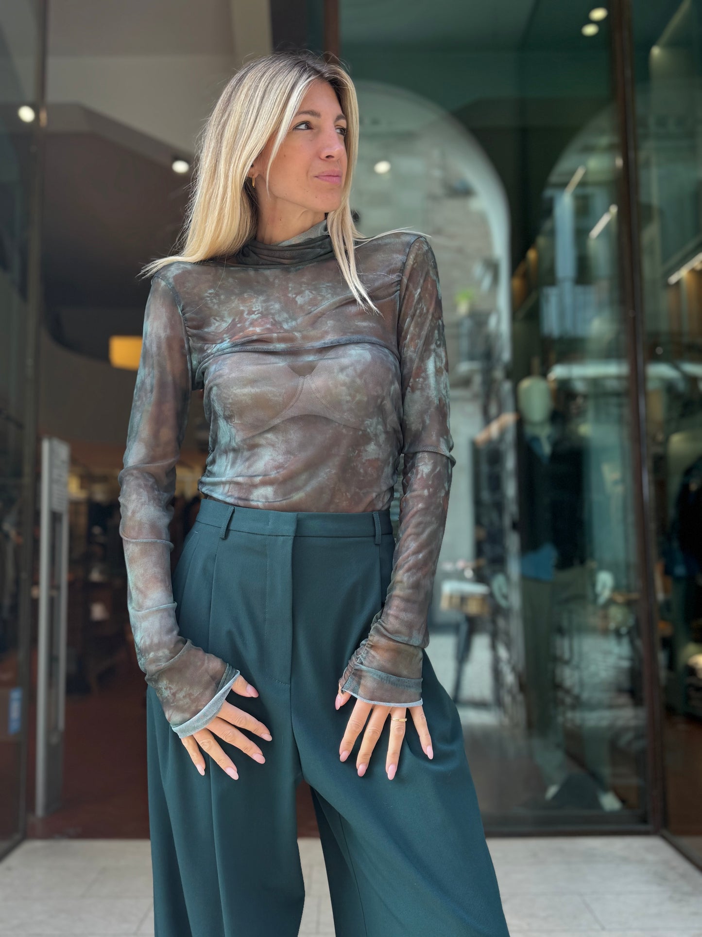 Mercì Maglia ml in tulle VERDE