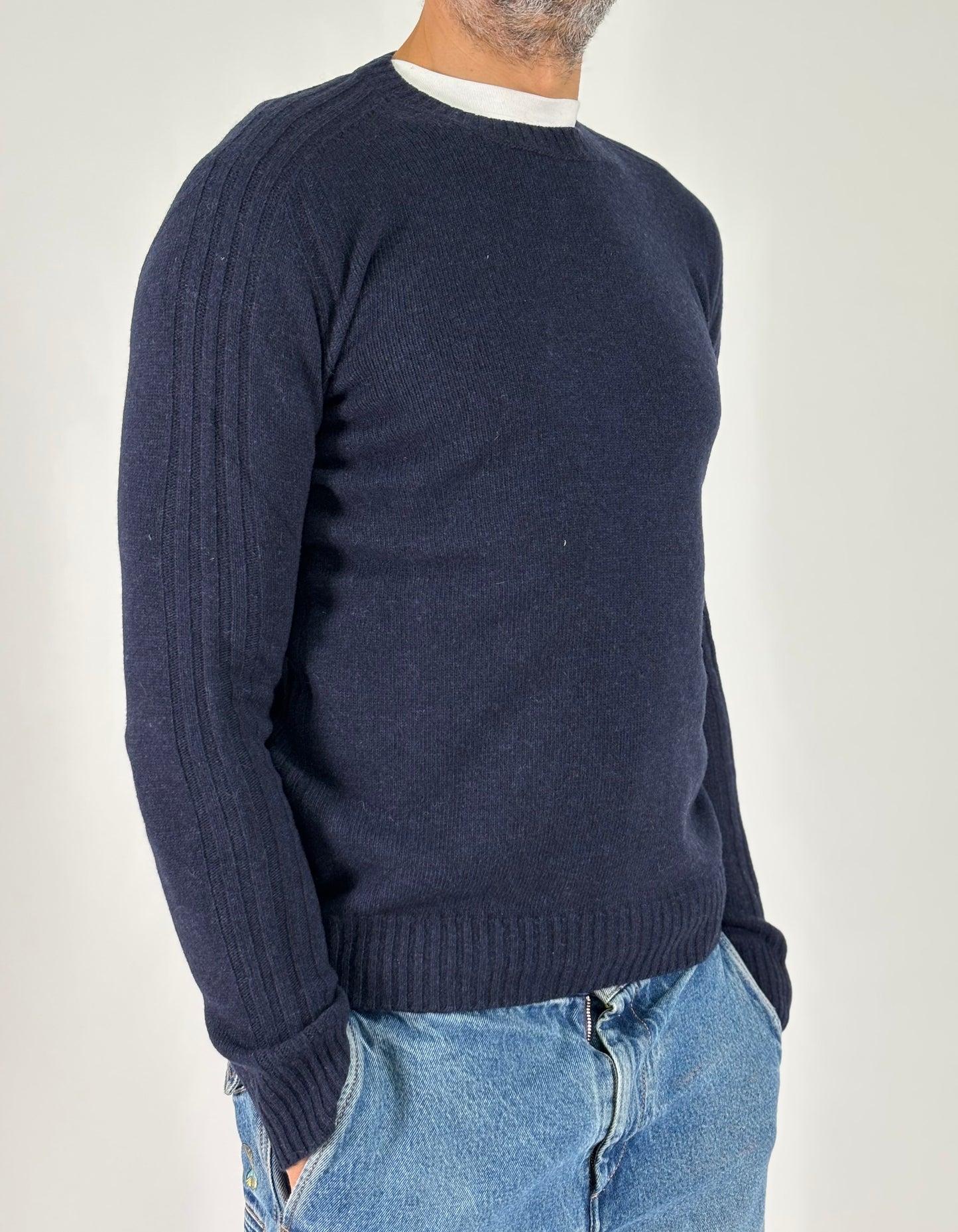 Retois Maglia girocollo ml in lana BLU