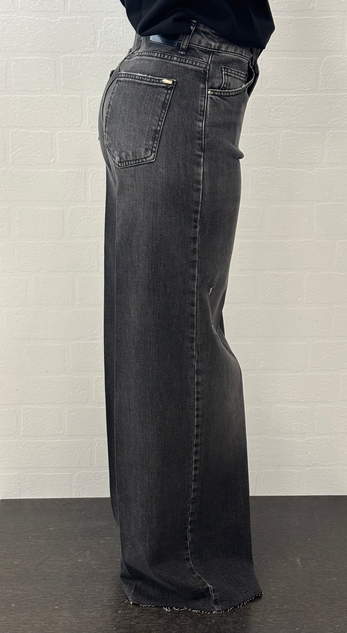 Kocca Jeans palazzo strappetti NERO