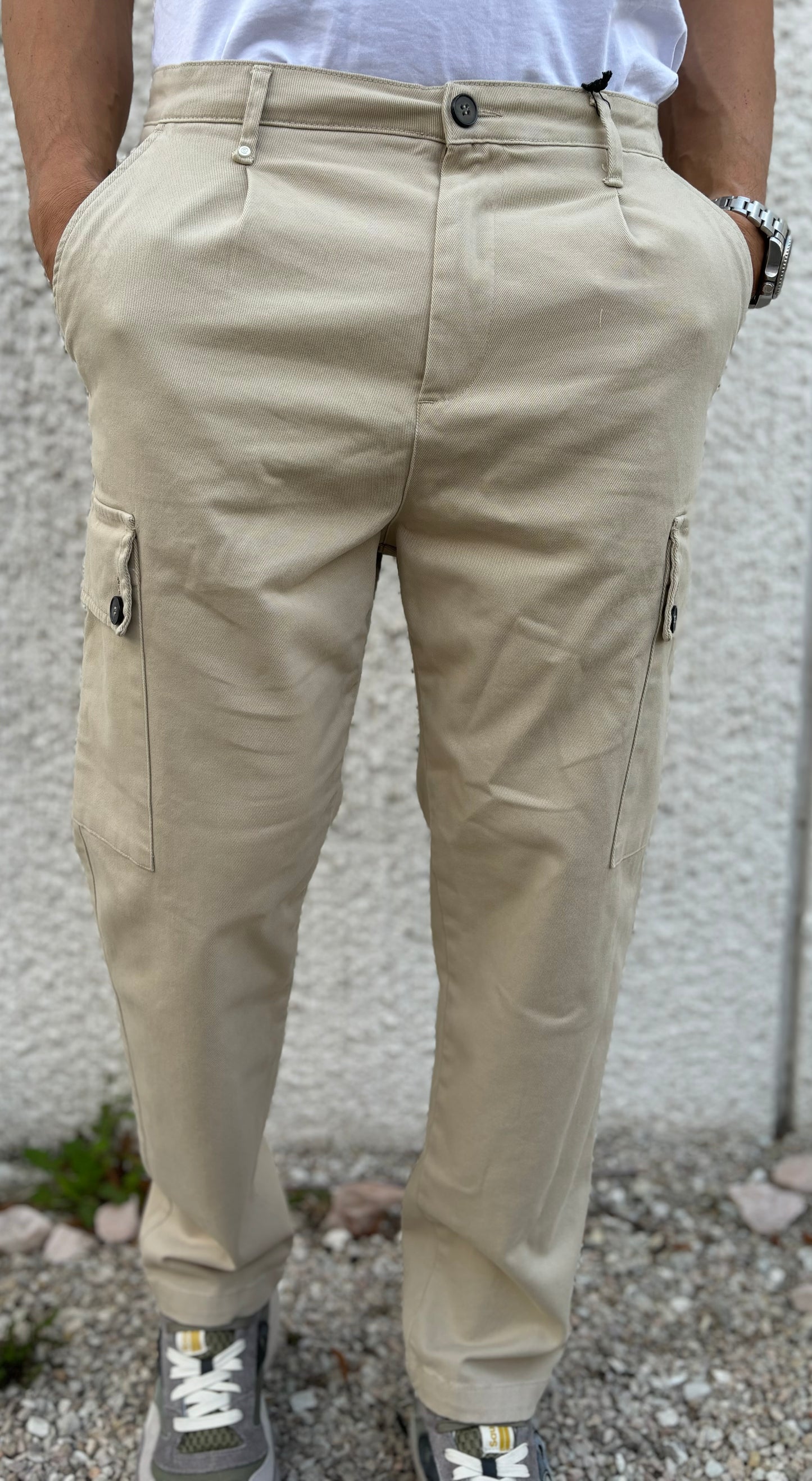 BL11 Pantalone cargo tasconato BEIGE