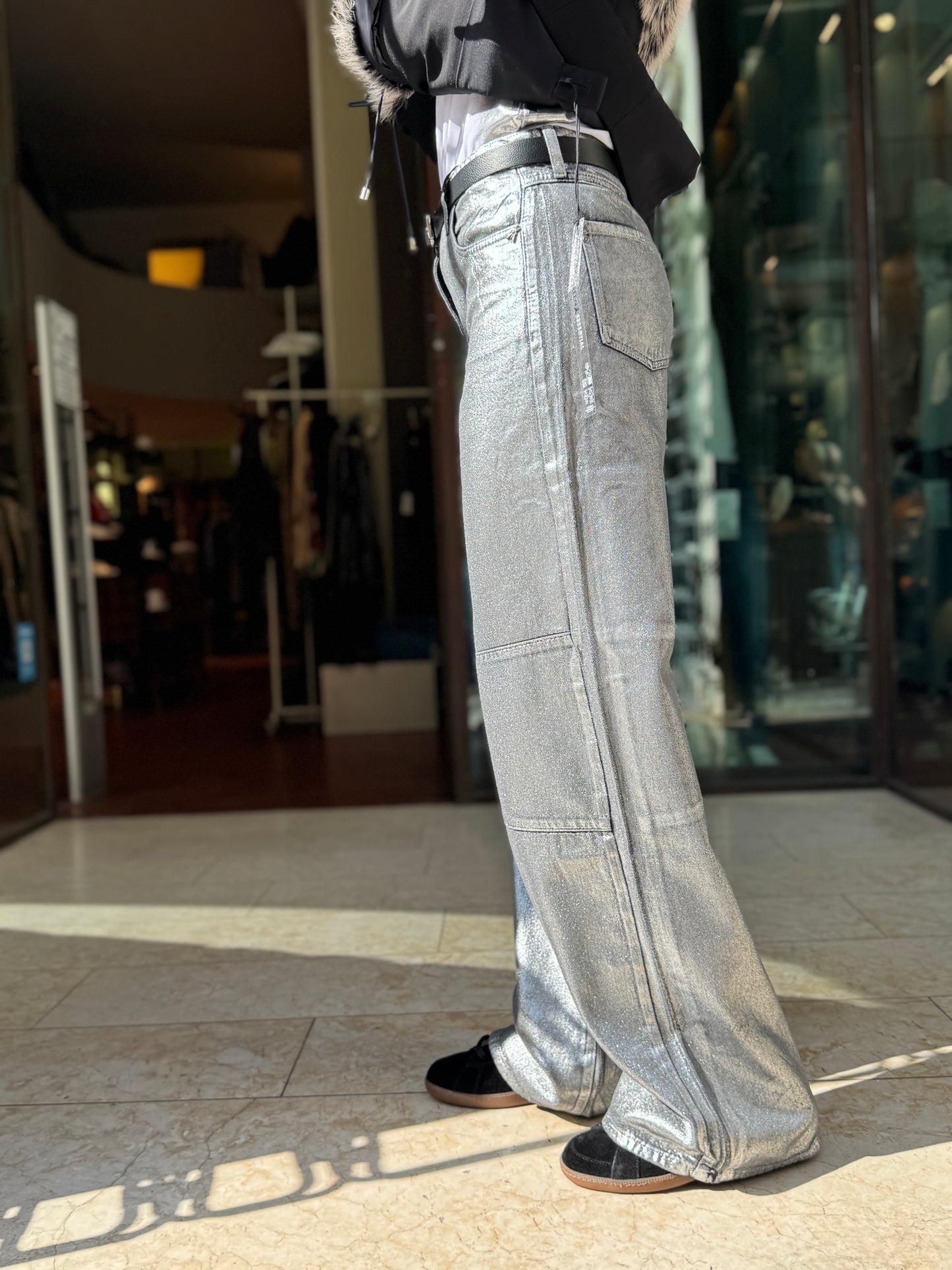 PATRIZIA PEPE Jeans palazzo ARGENTO