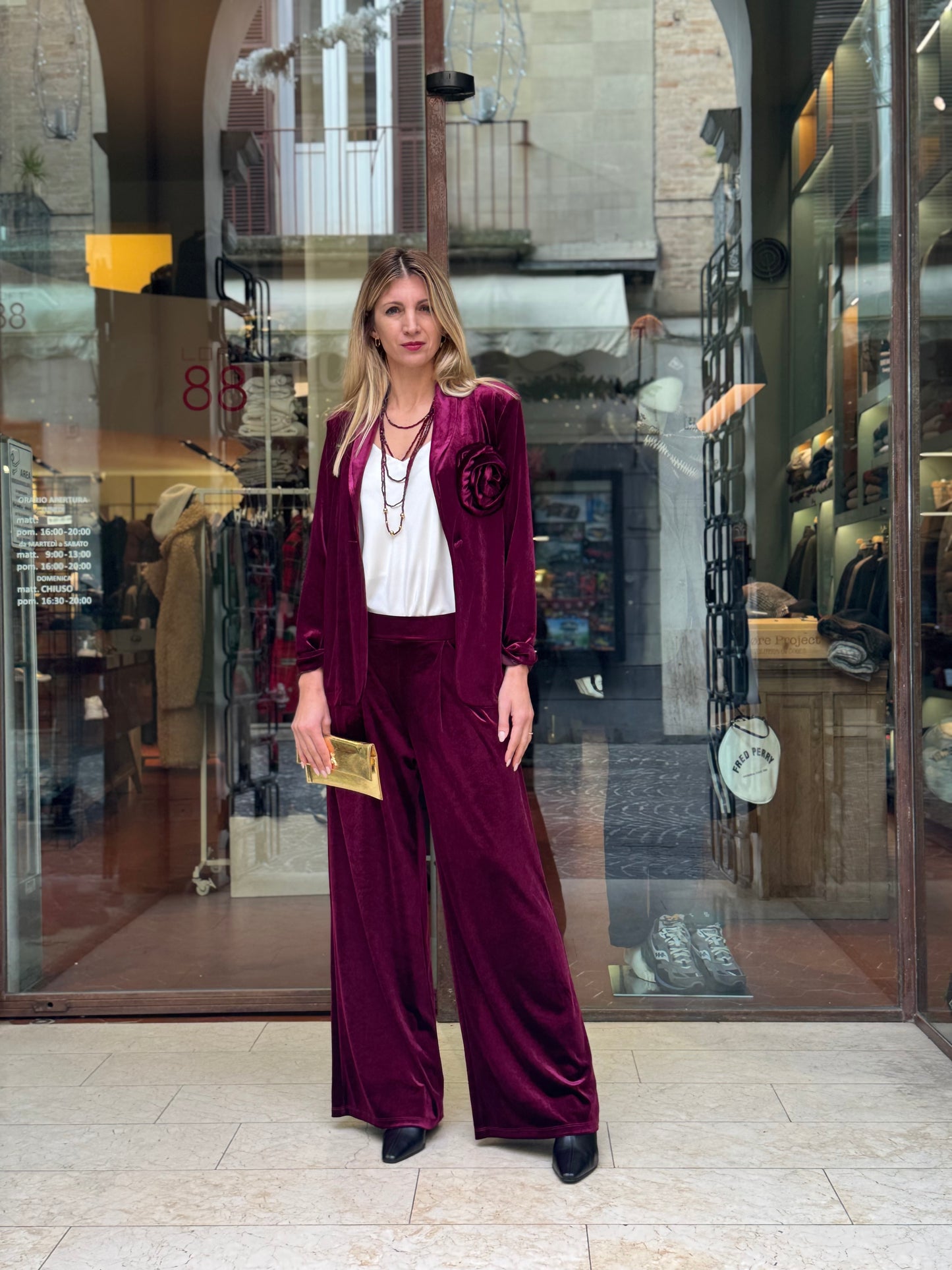 Tensione In giacca velluto liscio BORDEAUX