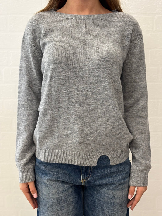 Griffai Maglia ml girocollo lana/cashmere con spacchetto GRIGIO