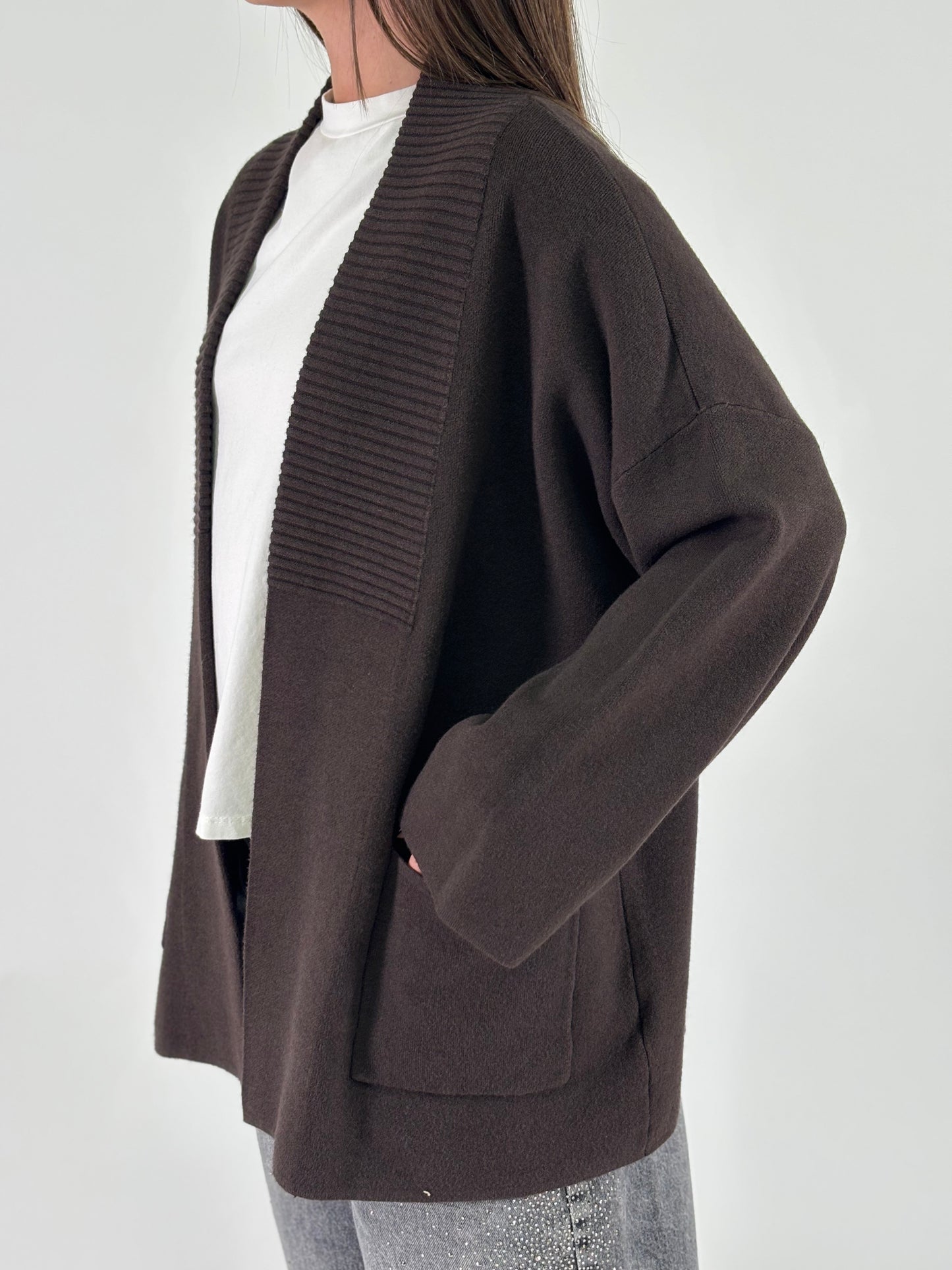 Myastreet Cardigan cropped MARRONE