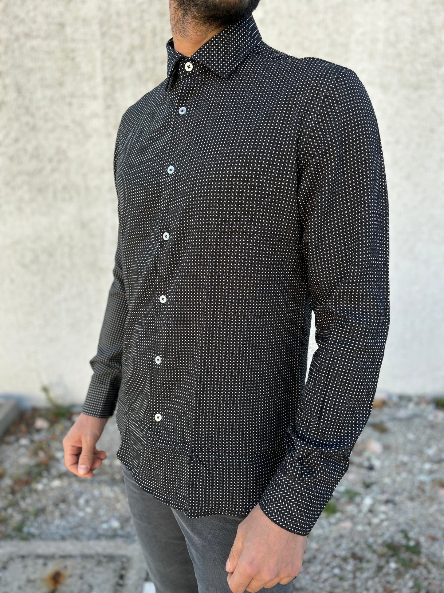 Alessandro Lamura Camicia fantasia optical NERO