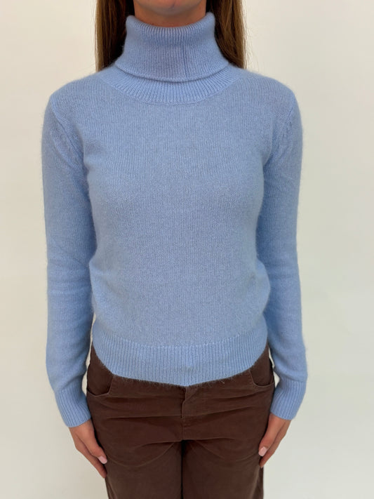 Kocca Maglia collo alto angora/lana CELESTE