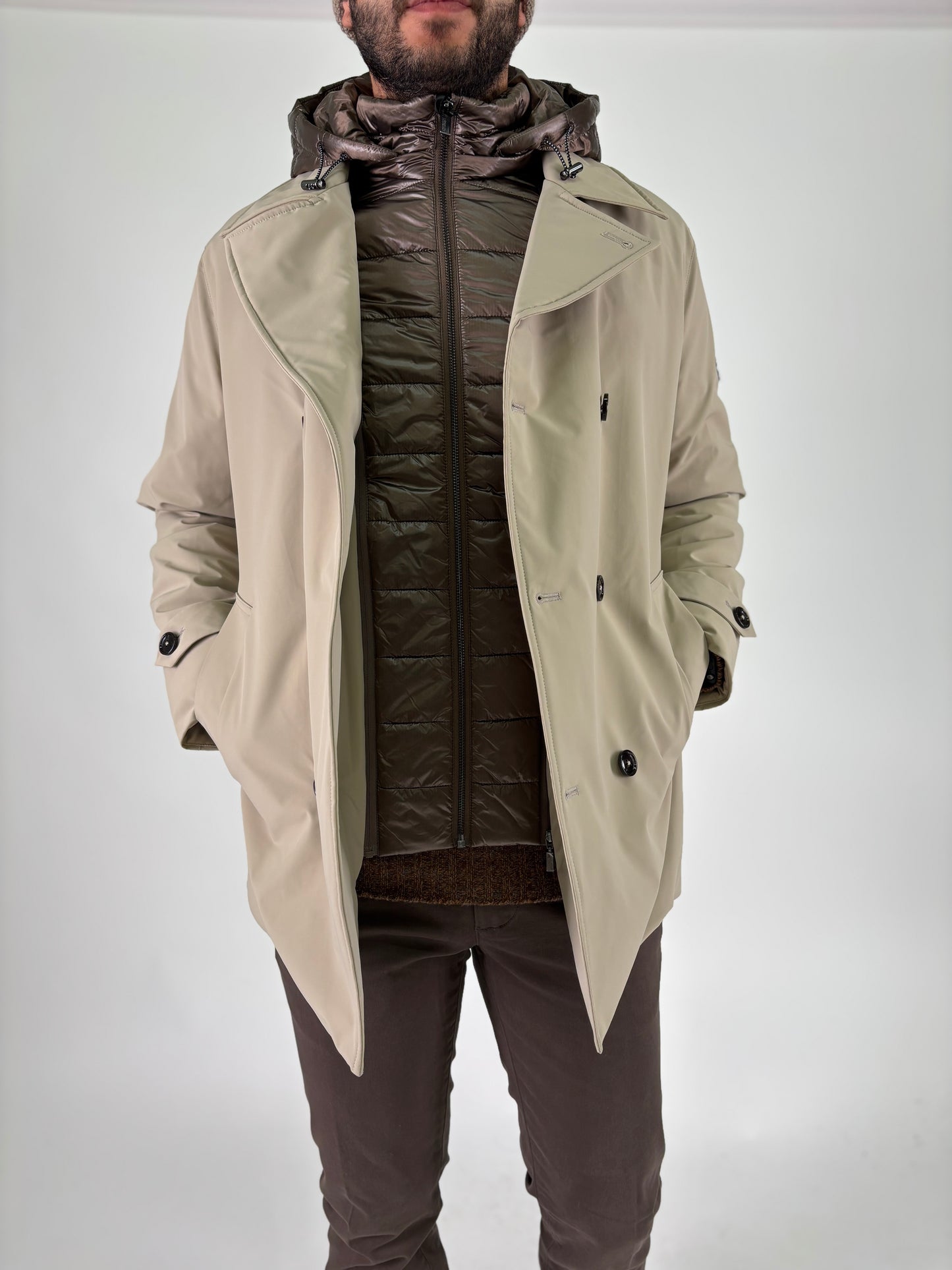 Heskimo Peacoat doppiopetto con pettorina staccabile BEIGE