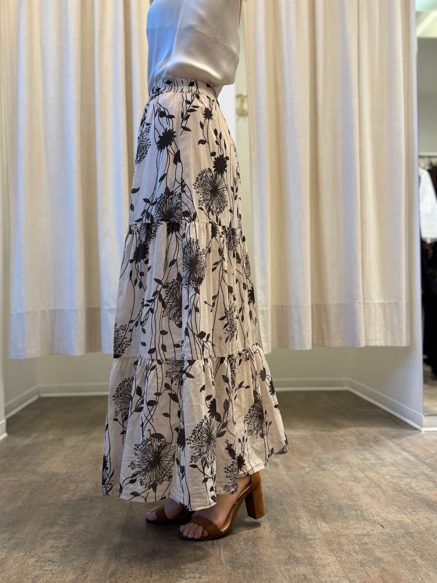 Susy mix gonna mussola cotone fantasia BEIGE-MARRONE