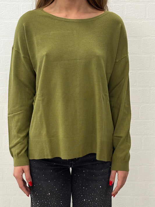 Griffai Maglia girocollo con spacchetti laterali VERDE