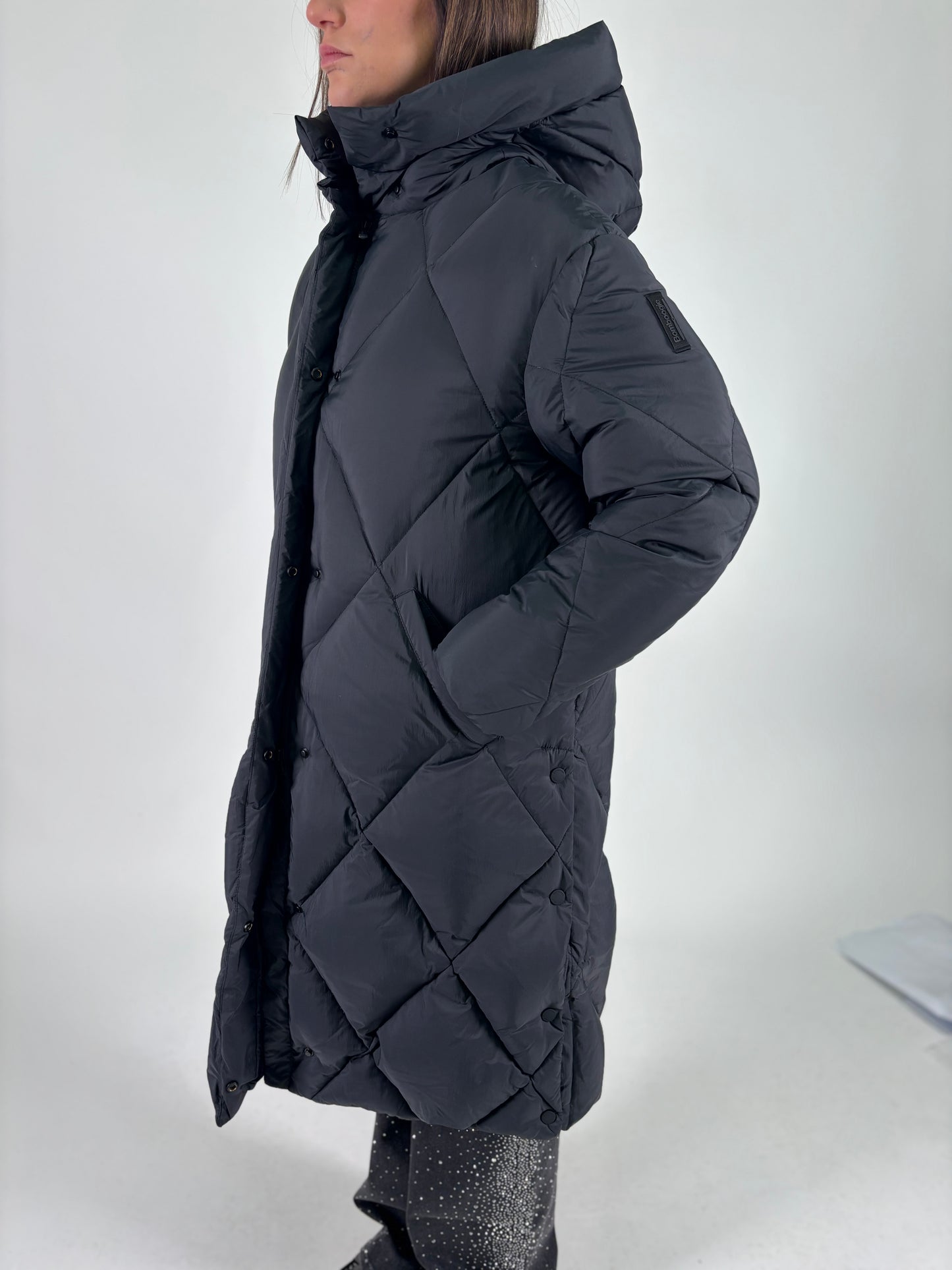 Bomboogie Piumino lungo con cappuccio NERO