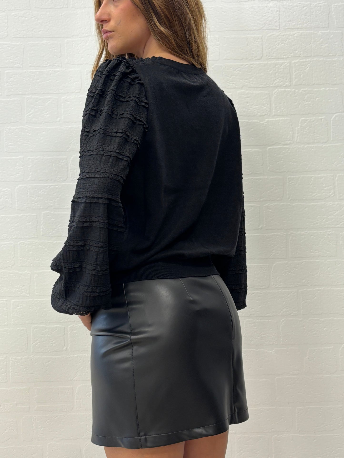 Molly Bracken Maglia ml lavorata davanti  NERO