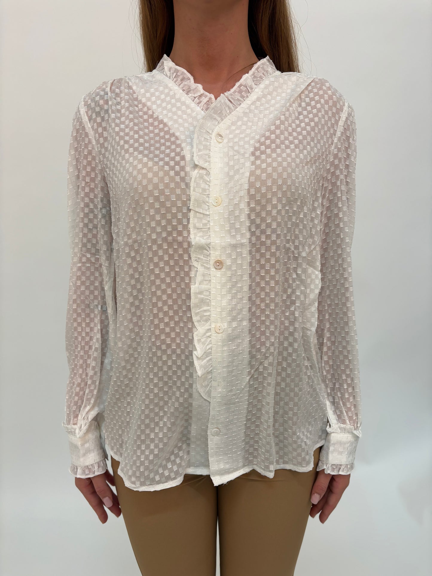 Molly Bracken Camicia ml V fantasia scacchetti BIANCO