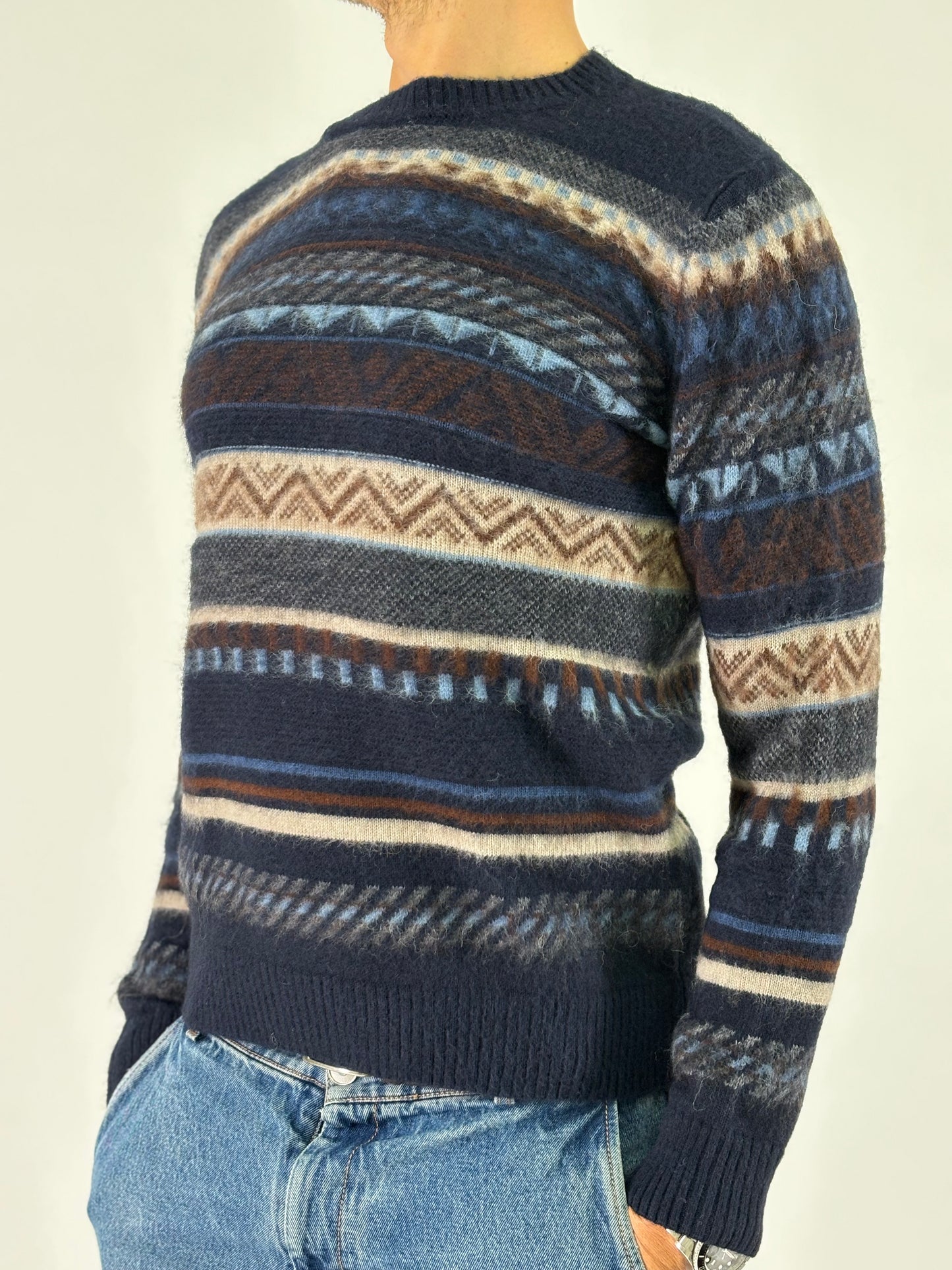 Retois Maglia girocollo ml fantasia MARRONE/BLU/AVIO/BEIGE