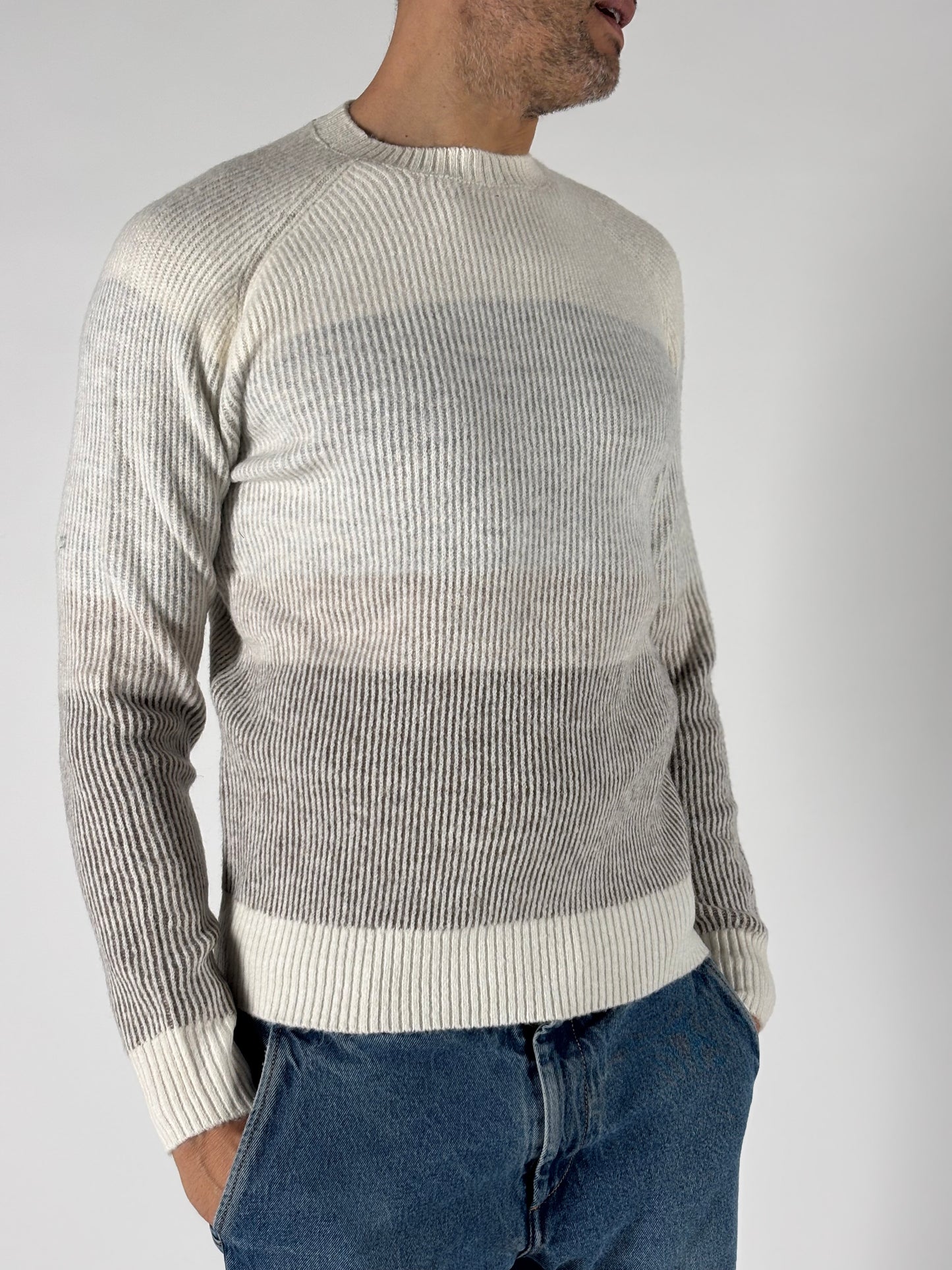 Seinse Maglia girocollo a bande melange PANNA