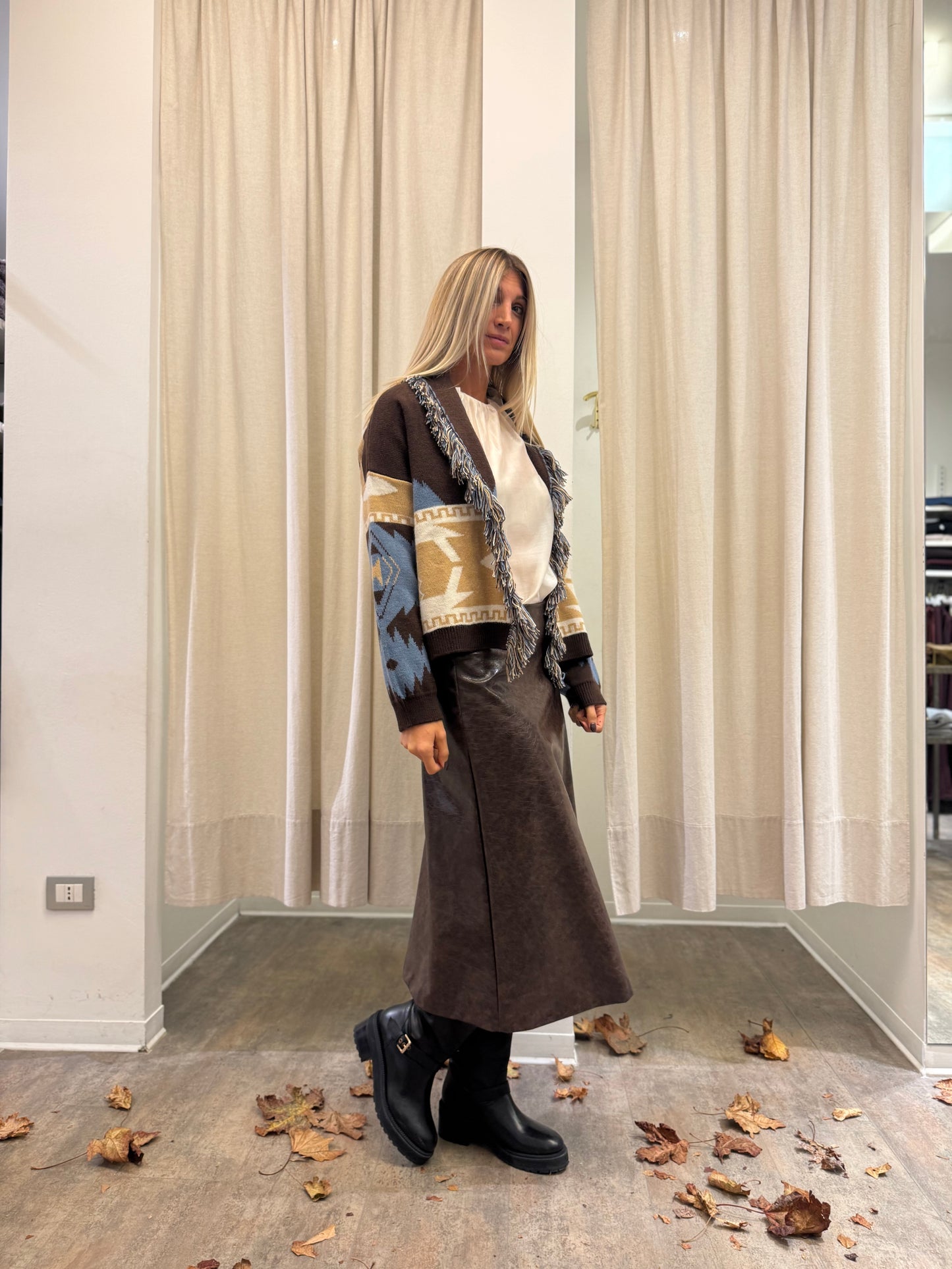 Tensione In Gonna ecopelle midi MARRONE