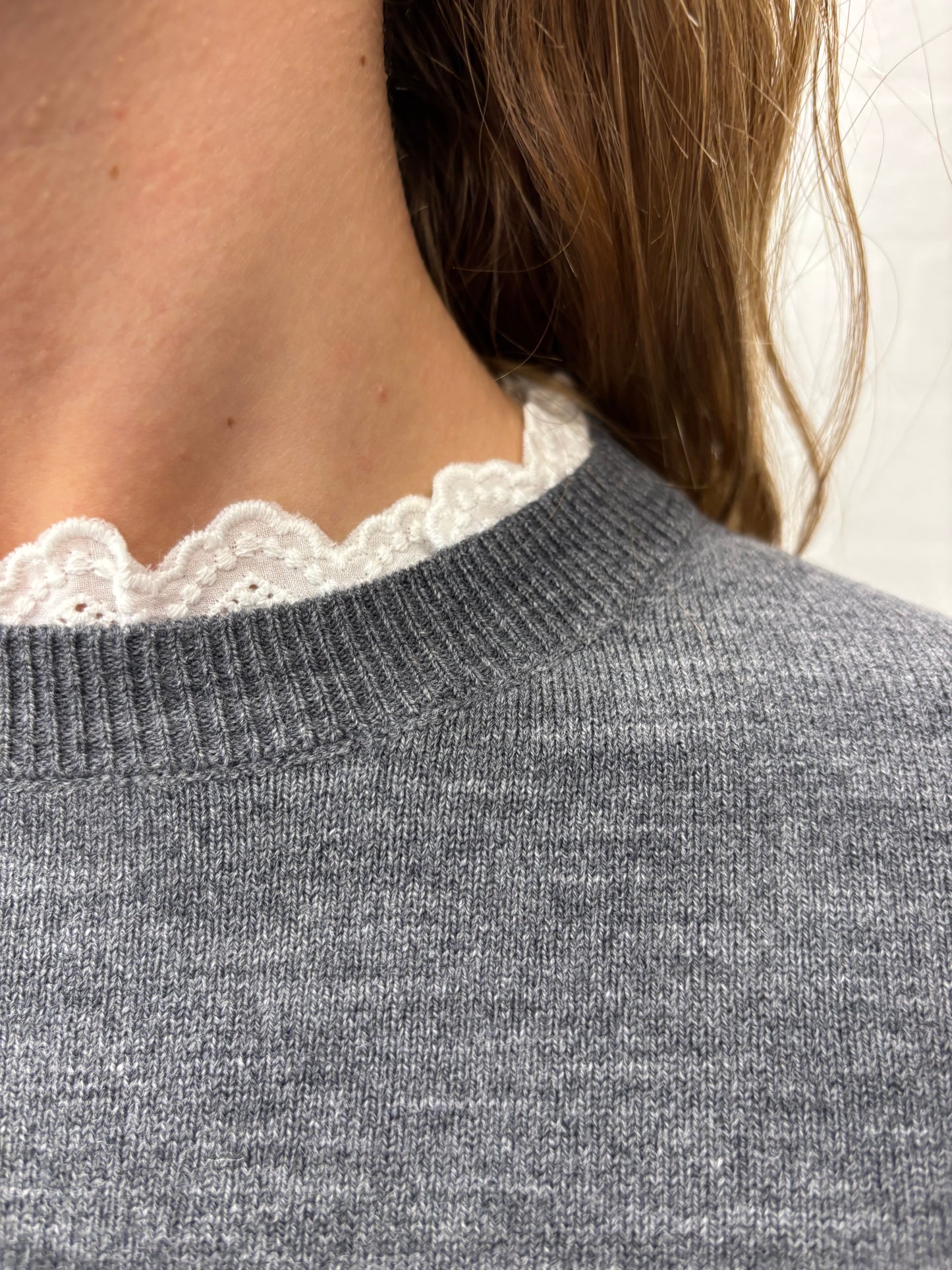 Kocca Maglia m/l lana girocollo pizzo GRIGIO