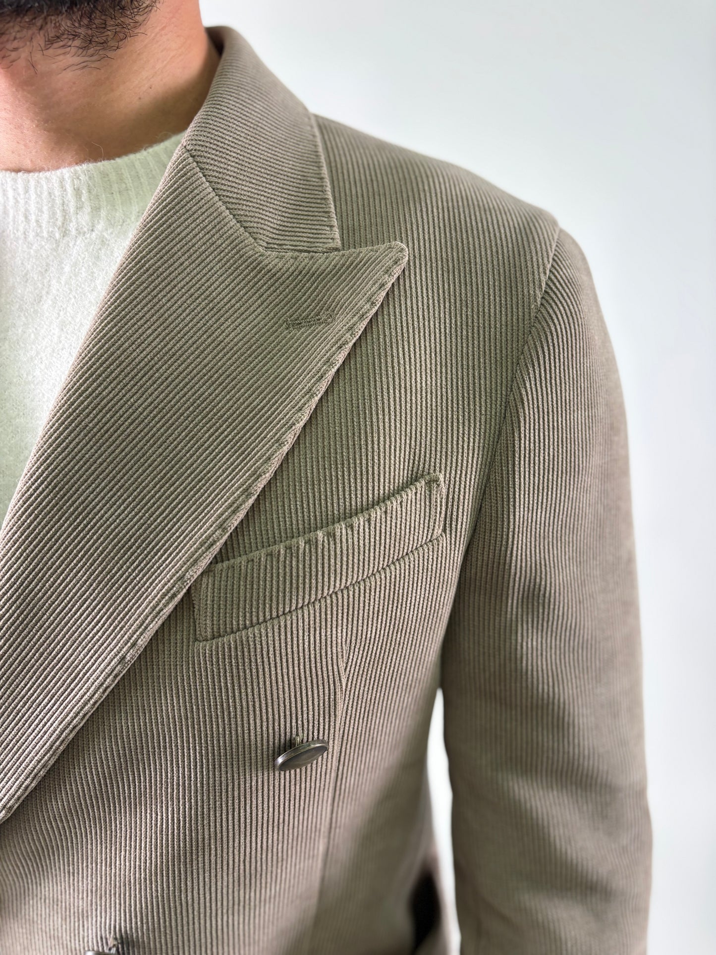 Loft88 giacca doppiopetto velluto millerighe BEIGE