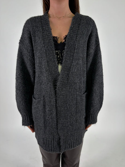 DIXIE cardigan scollo a v schiena ANTRACITE