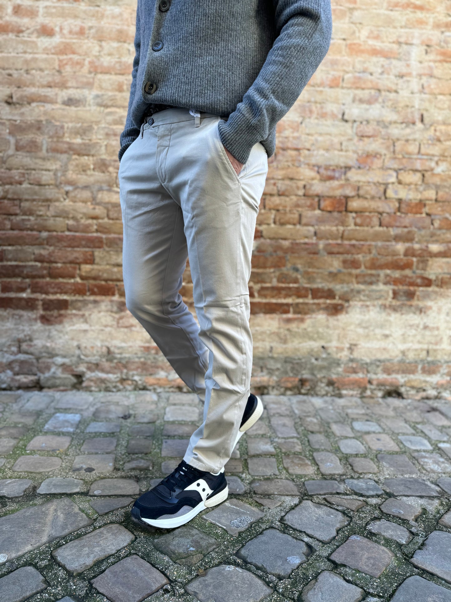 Roy Roger's Pantalone New Rolf C870 in gabardina GHIACCIO