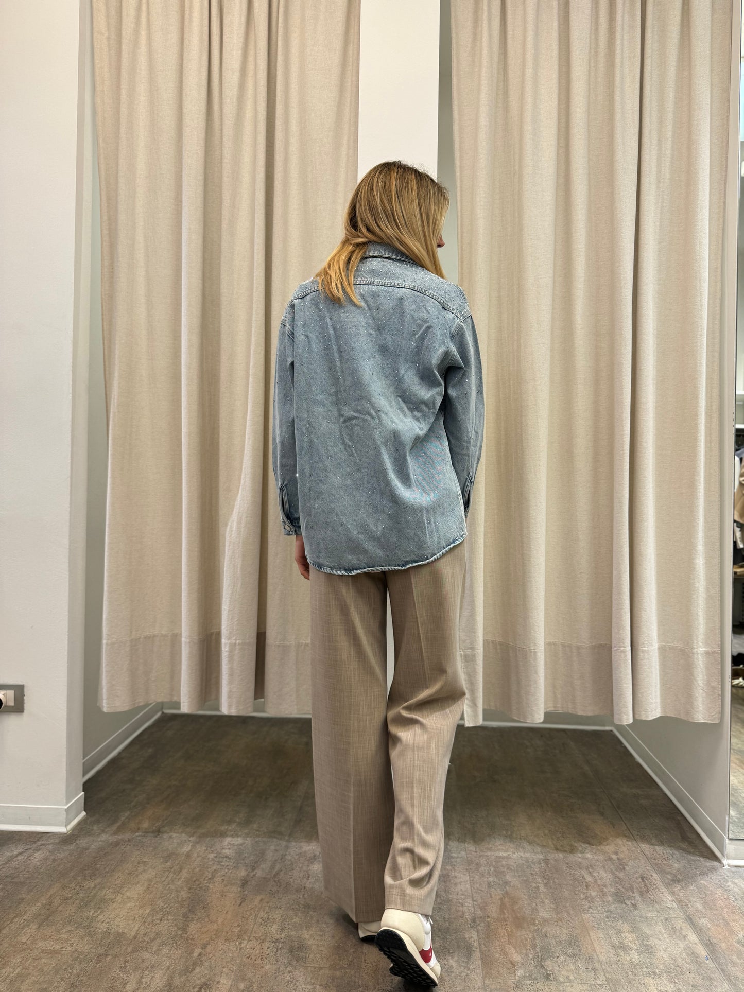 Eco Pantalone a palazzo con cintura SABBIA