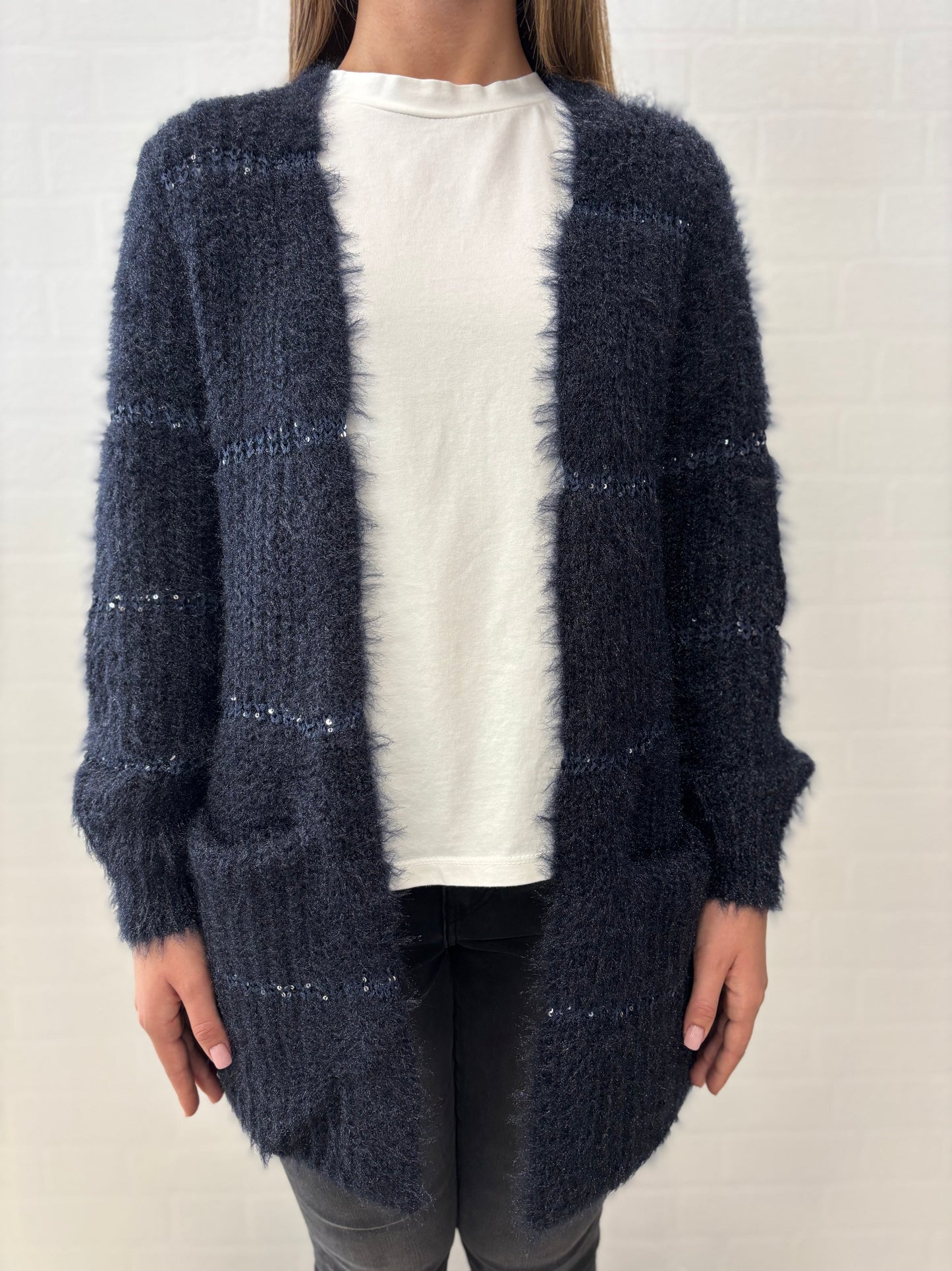 Molly Bracken Cardigan pelosetto con paillettes BLU