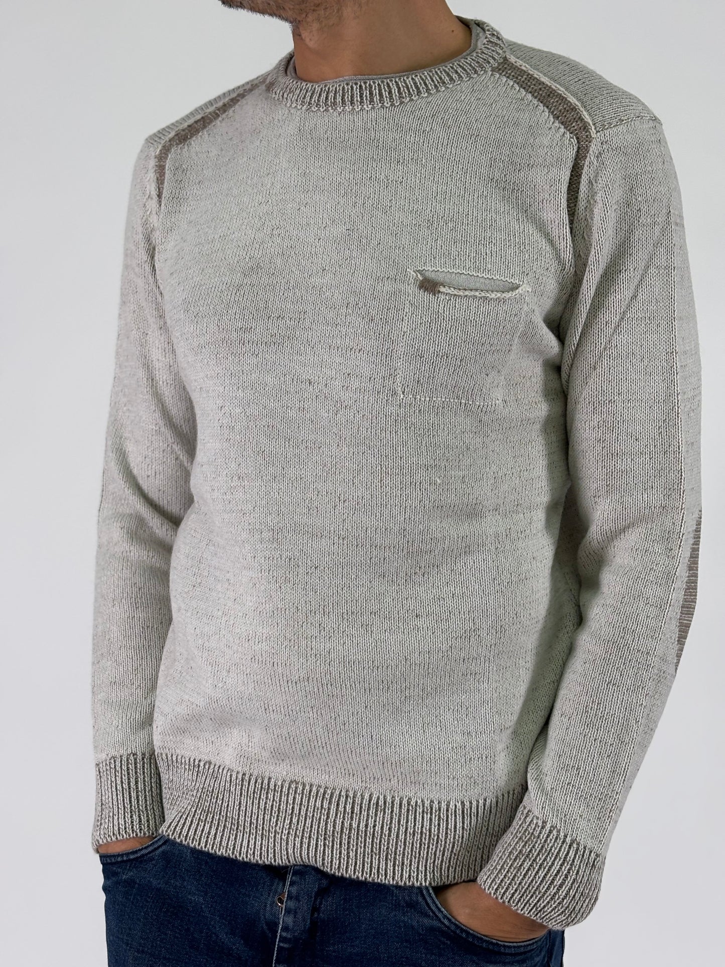 Loft 88 Maglia ml girocollo con taschino melange BEIGE