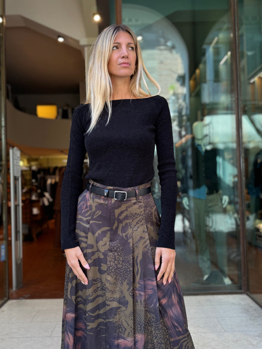 Patrizia Pepe Maglia ml collo barchetta NERO