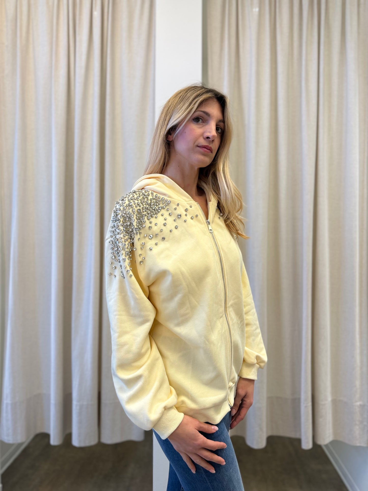 Susy Mix Felpa over con appl.gioiello GIALLO