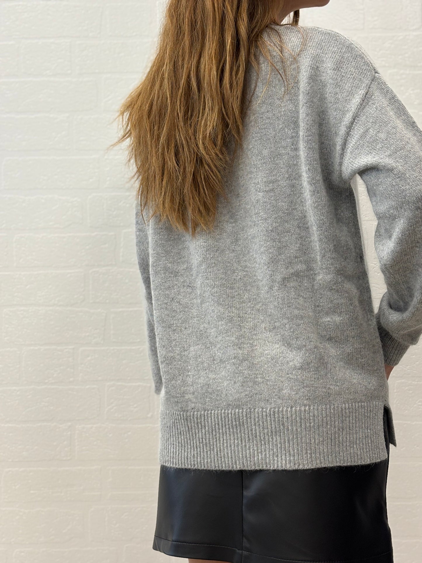 Griffai Maglia over ml girocollo in lana/angora PERLA