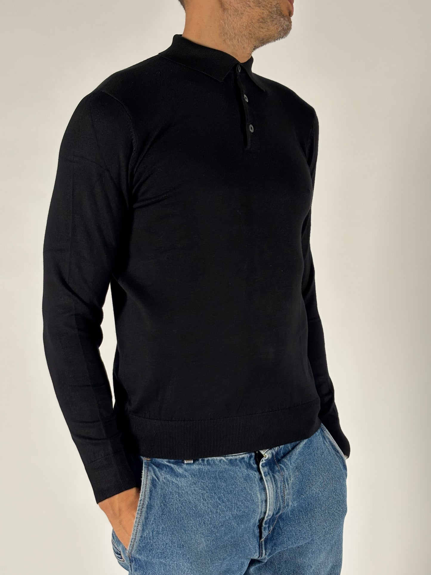 Markup Polo ml in viscosa NERO