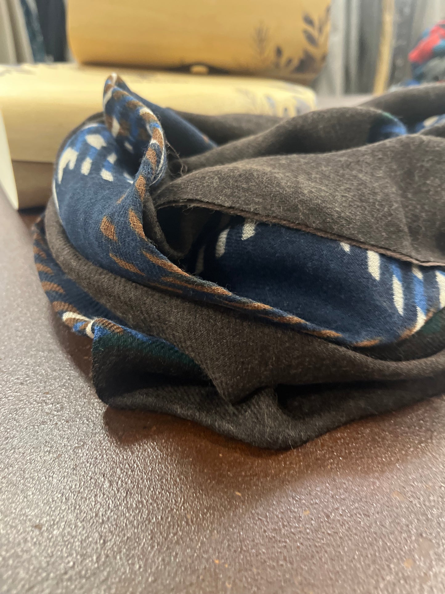 Bahobab Sciarpa 100% lana fantasia MARRONE/BEIGE/BLU