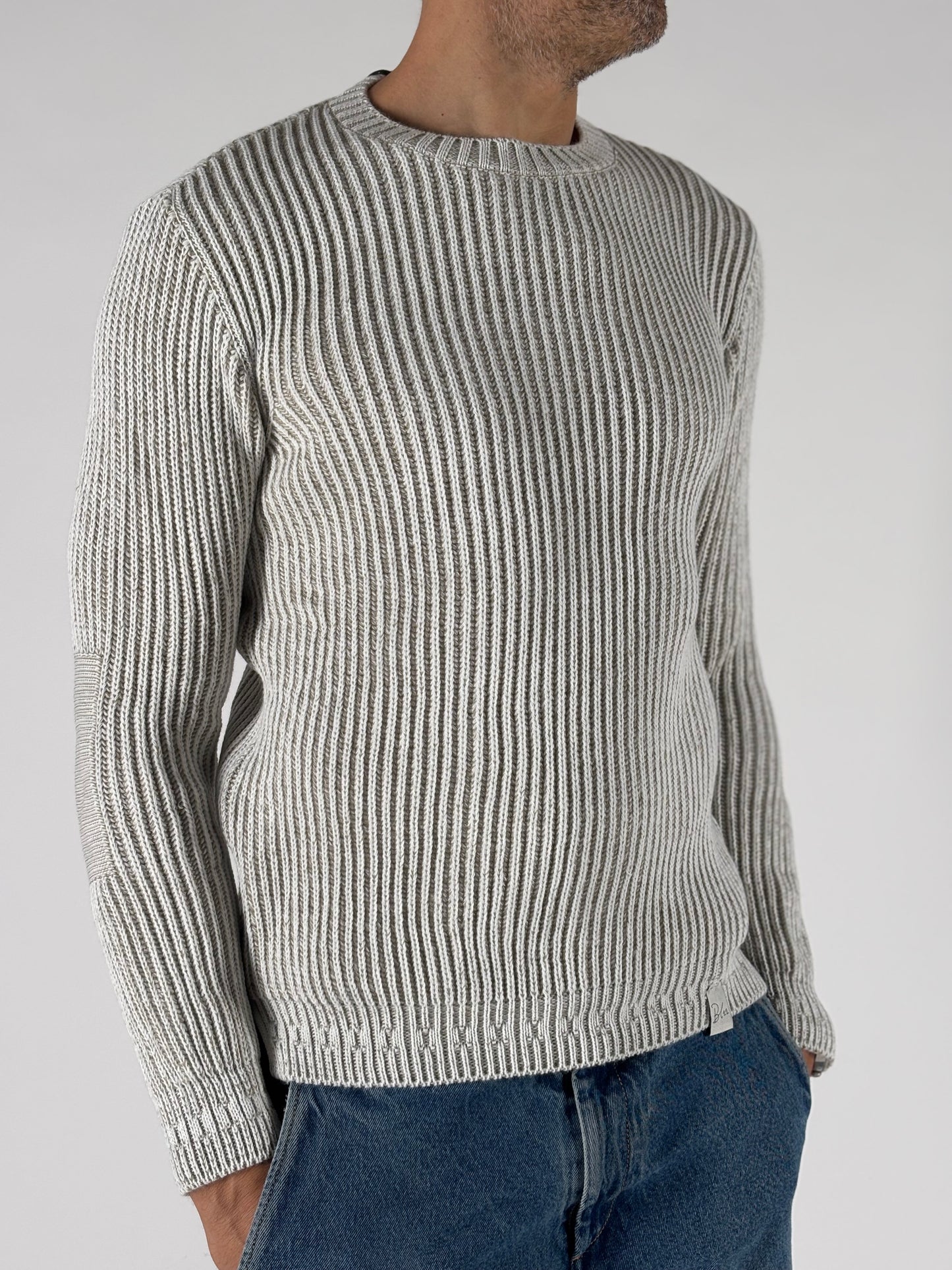 BL11 Maglia girocollo costa inglese BIANCO /BEIGE