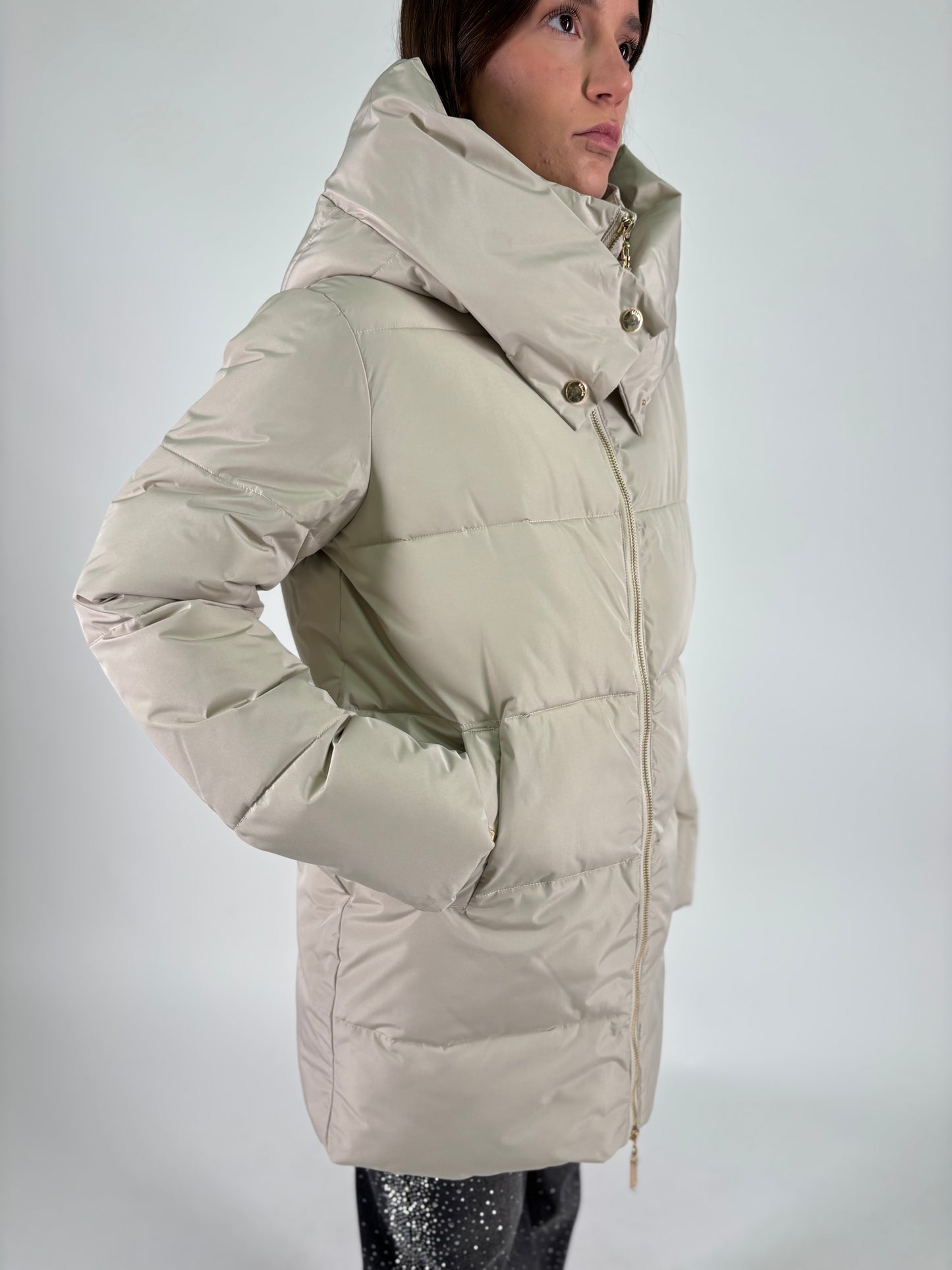 Relish Piumino lungo con cappuccio AVORIO