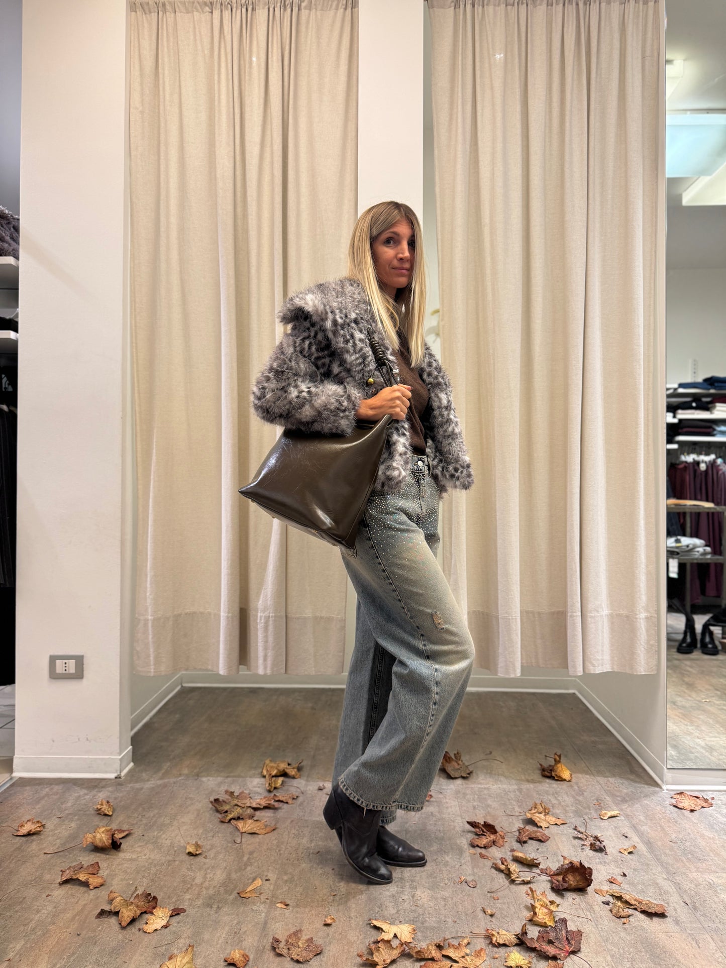 Molly Bracken Pelliccia sintetica corta MACULATO GRIGIO