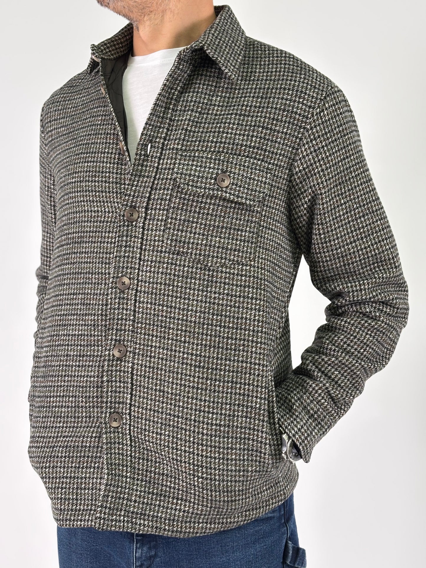 Philotinto Overshirt pied de poule VERDE/NERO/PANNA/COCCIO